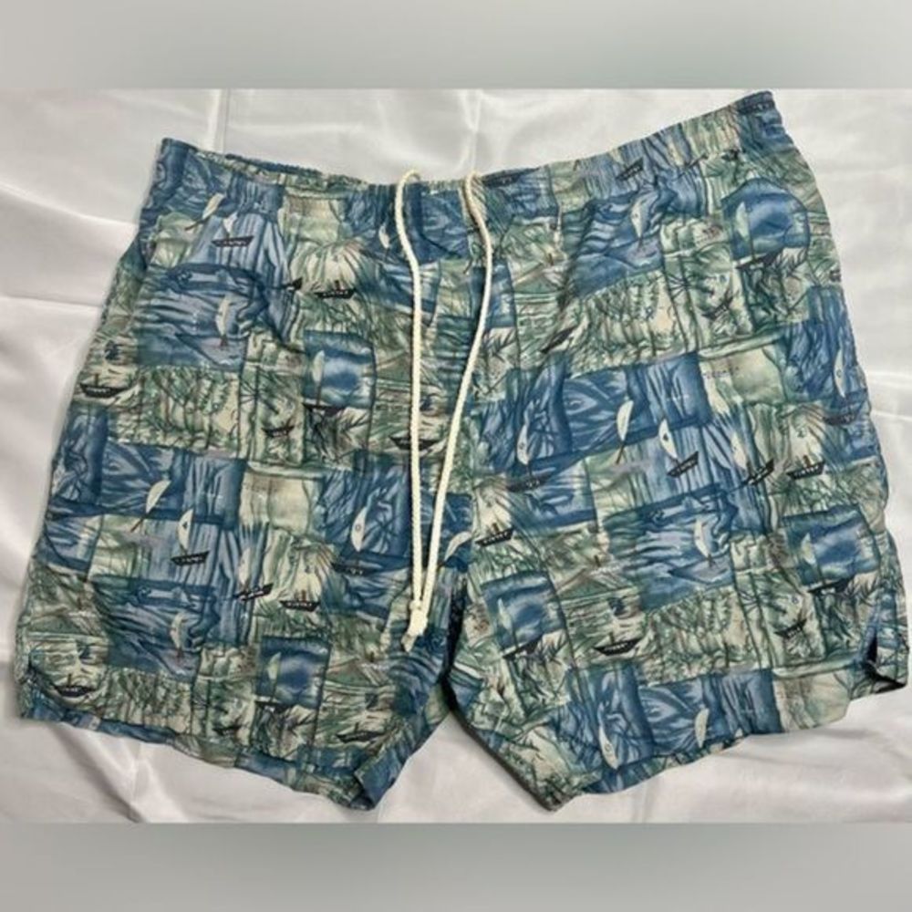 Burma Bibas Vintage Mens Nautical Swim Trunks Large